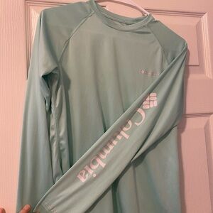 Columbia women’s light green/mint rash guard swim shirt small